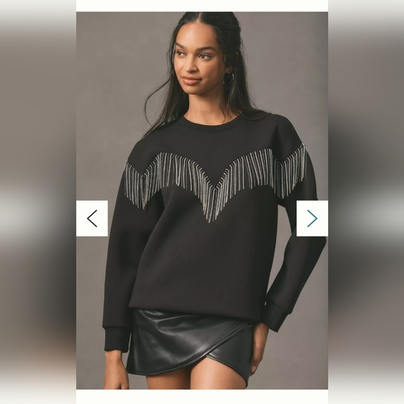 Anthropologie Rhinestone-Fringe Sweatshirt - NWT - Women Size XS - Picture 6 of 8